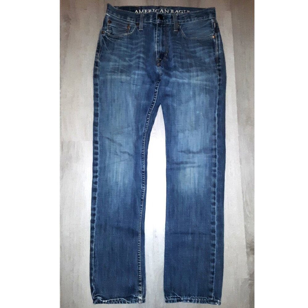 American Eagle Slim Straight Leg Jeans Men's Size 29 x 32 Distressed Denim